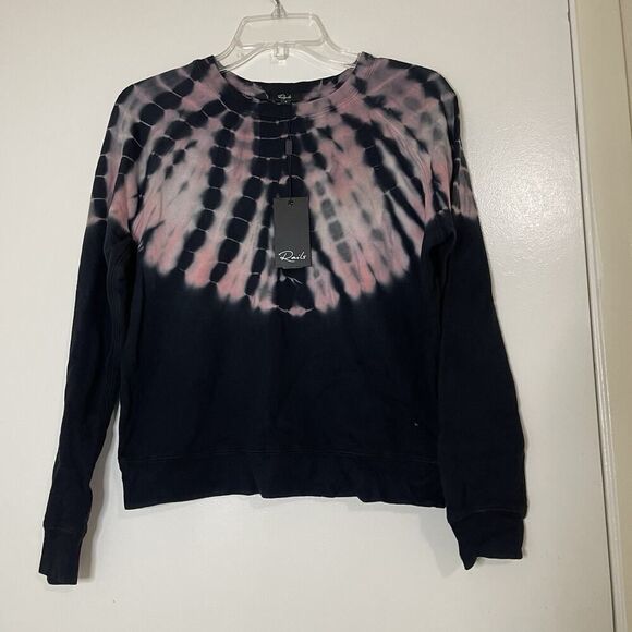NEW! RAILS Theo black skeleton Tie Dye pullover black crewneck sweater SMALL - Picture 2 of 5